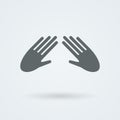 Icon with two vector hands in a handshake. Greeting. Pair work. Friendship.