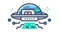 UFO with Circuitry, Alien Technology, vector design Generative AI Royalty Free Stock Photo