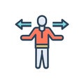 Color illustration icon for Uncertainty, incertitude and confirm