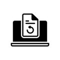 Black solid icon for Undo, document and folder