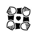 Black solid icon for Unity, unification and team Royalty Free Stock Photo