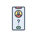 Color illustration icon for Unknown, call fraud and number