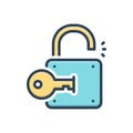 Color illustration icon for Unlock, unwind and open