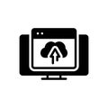 Black solid icon for Upload, transfer and cloud Royalty Free Stock Photo