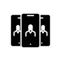 Black solid icon for Users, consumer and phone