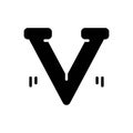 Black solid icon for V letter, text and font Royalty Free Stock Photo