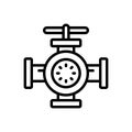 Black line icon for Valves, water and pressure