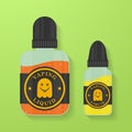 Icon of Vape liquid or juice with ghost silhouette. Electronic cigarette e-liquid bottles. Vector Vaping symbol.