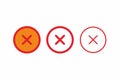 Icon variation delete cancel button circle red color line vector