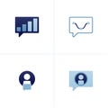 Icon vector of comment balloons and bar charts, line charts and feedback, profile avatars and support assistants, user comments