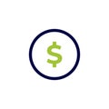 icon vector concept of basic or regular dollar coin with circular lines