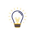 icon vector concept of basic or regular light bulb sparkling and shining with butterfly flick in simple line style. Can used for