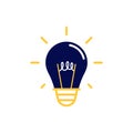 icon vector concept of basic or regular sparkling light bulbs has a spiral shaped wick. Can used for social media, website, web,