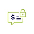 icon vector concept of suggestions of financial protection and safe investments illustrated with dollars in comments and padlock