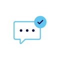 icon vector concept of Verified and approved opinions, feedback, reviews illustrated with comments and tick symbols. Can used for