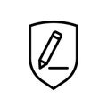 Icon vector graphic of shield pencil line