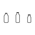 Icon vector illustration set of milk, kefir in different glass bottles. Isolated on white background. Royalty Free Stock Photo