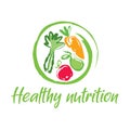 Icon, vector, logo healthy eating - food natural fruit vegetables