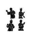 set icon kung fu wingchun vector