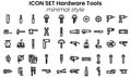 Icon vector pack of Hardware tools as flat minimal style outline stroke