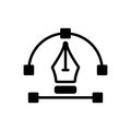 Black solid icon for Vector, pen tool and anchor Royalty Free Stock Photo
