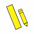 Icon Vector of Pencil Ruler - Yellow Moon Style