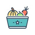 Color illustration icon for Veggies, verdancy and viridity