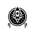 Black solid icon for Velocity, speed and spaceship