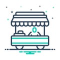 Mix icon for Vendor, pushcart and salesman