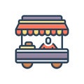 Color illustration icon for Vendor, pushcart and salesman