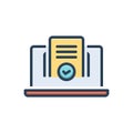 Color illustration icon for Verified, documented and approval