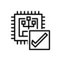 Black line icon for Verify, calibrate and inquire