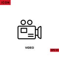 Icon video, camcorder, recorder. Outline, line or linear vector icon symbol sign collection