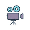 Color illustration icon for Video Camera, production and recording Royalty Free Stock Photo