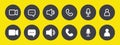 Icon Videocall. Set of video chat and user interface symbols. Phone, sound, microphone, camera, call buttons isolated on