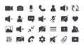 Icon Videocall. UI interface video chat. Set of buttons for online business webinar. Communication symbols. Flat Vector