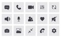 Icon Videocall. UI interface video chat. Set of buttons for online business webinar. Communication symbols. Flat Vector