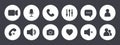 Icon Videocall. Collections buttons for video chat interface. Minimalistic simple outline symbols. Vector illustration
