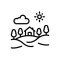 Black line icon for Village, pueblo and farmland Royalty Free Stock Photo
