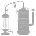 Icon with vintage distillation apparatus