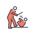 Color illustration icon for Violent, brutal and beating