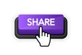 Icon with violet share 3D button on white background for web marketing design. Flat deign. Social media element. White Royalty Free Stock Photo