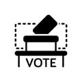 Black solid icon for Vote Where, ballot box and referendum