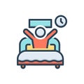 Color illustration icon for Wake, rouse and awaken