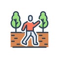 Color illustration icon for Walk, morning walk and exercise
