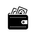 Black solid icon for Wallet, payment and bag Royalty Free Stock Photo