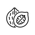 Black line icon for Walnut, nut and nutwood Royalty Free Stock Photo