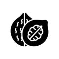Black solid icon for Walnut, nut and nutwood Royalty Free Stock Photo