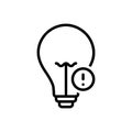 Black line icon for Warnings, bulb and electricity Royalty Free Stock Photo