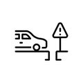 Black line icon for Warnings, car and sign Royalty Free Stock Photo